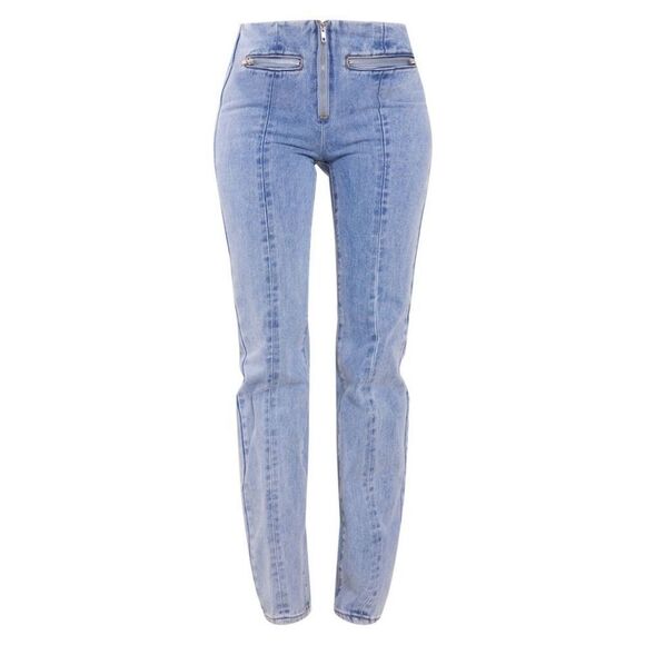 Pretty Little Thing Blue Wash 16 UK Tall Straight New Vintage Look Jeans - Picture 4 of 13